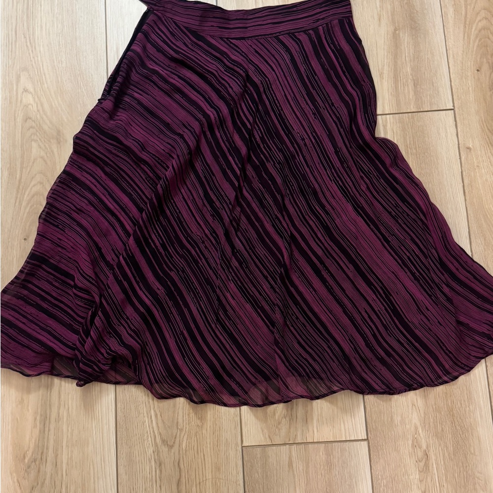 Diane Von Furstenberg Purple Striped A-Line Silk Skirt